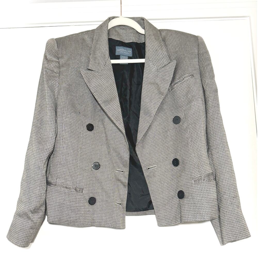 Vintage Women’s Haberdas•Her Blazer Black & White Size 9/10